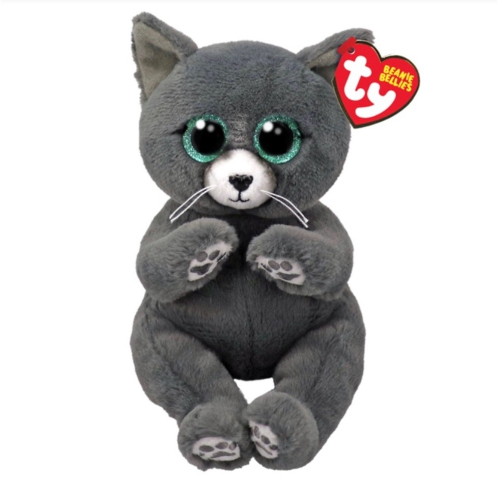 TY Beanie Bellies Binx The Russian Blue Cat NWT. Sparkly green eyes.